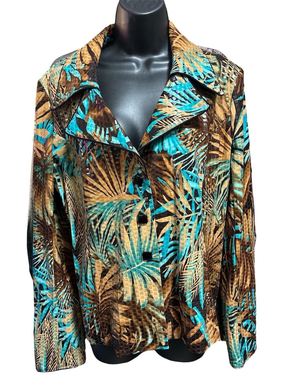 CLARA S (Clara Sunwoo) Tropical Sequin-Wet Look Jacket - Picture 3 of 6